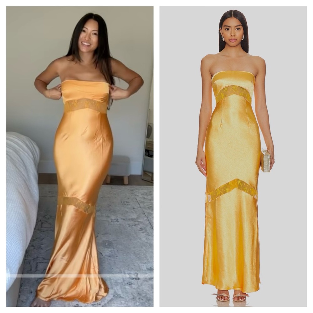 Elegant Gold Strapless Maxi Dress
